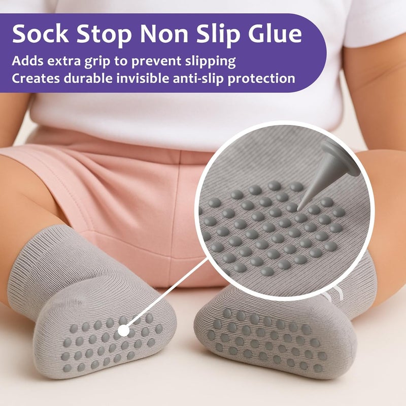 1DFAUL 100g Sock Stop Non Slip Glue Clear, Sock Anti Slip Adhesive Waterproof, Latex-Free, Water-Based, Odorless and Washable, for Hangers, Carpets, Bathroom Mats (Gray) - Image 2